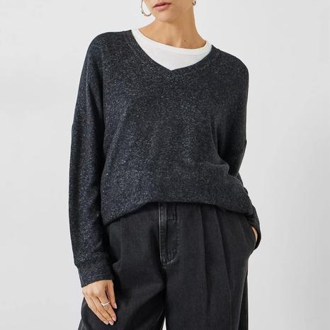 Neck Top Charcoal Marl Elle Supersoft V