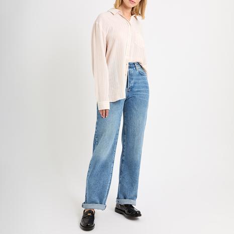 Cream Stripe Linen Shirt