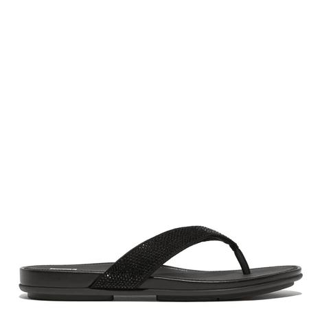 Black Gracie Crystal Flip Flops