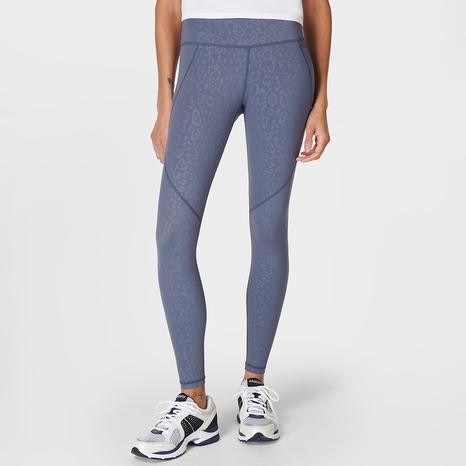 Power Embossed Workout Leggings - Blue Leopard Emboss Print