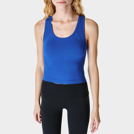 Athlete Crop Seamless Workout Tank Top - Lightning Blue