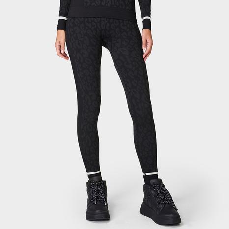 Leopard Jacquard Base Layer Leggings - Black Leopard Paint Jacquard