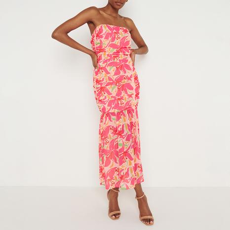 Pink Marlee Printed Floaty Midaxi Dress 