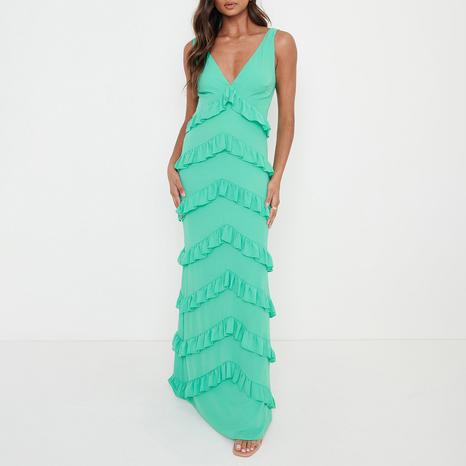 Turquoise Piper Ruffle Maxi Dress 