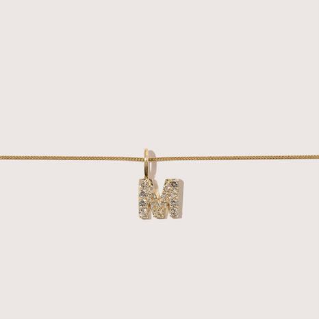 9-Karat Solid Yellow Gold White Topaz Alphabet Pendant