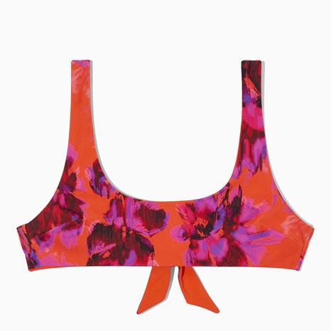 Orange/Print Reversible Bikini Top