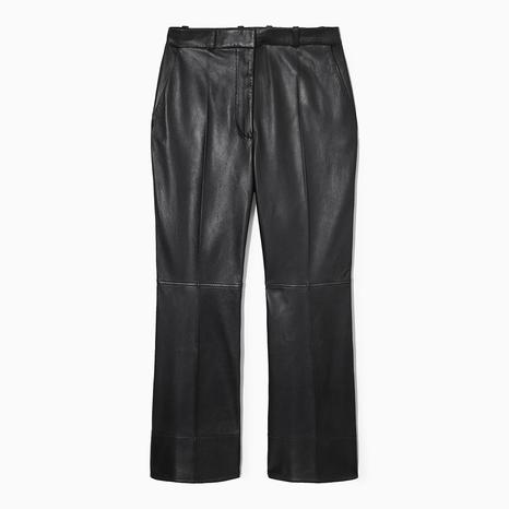 Black Flared Leather Trousers