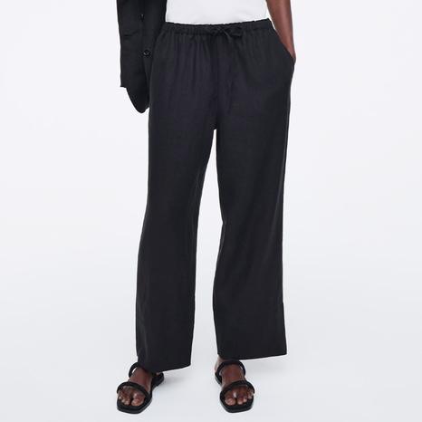 Black Edeni Linen Trousers