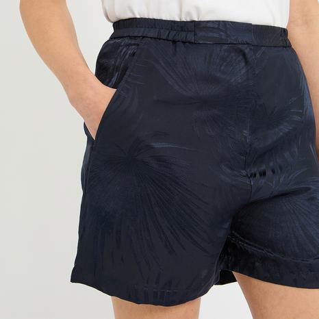 Navy Planci Silk Blend Jacquard Shorts