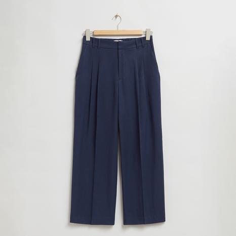 Navy Linen Blend Culottes
