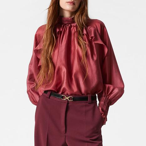 Plum Wool Blend Tailored Trousers