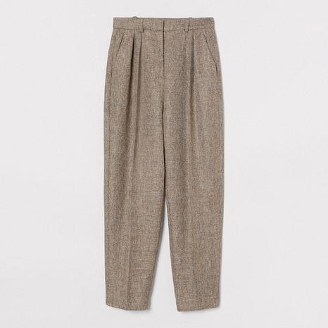 Mushroom Wool Blend Taper Trouser