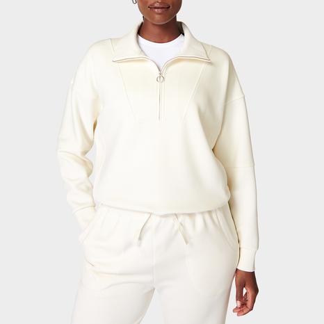 Sand Wash Funnel Neck Half Zip - Studio White