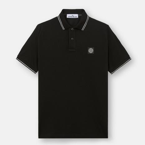 Black Pique Cotton Polo Shirt