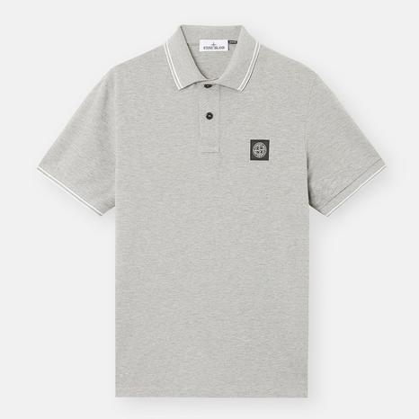 Grey Pique Cotton Polo Shirt
