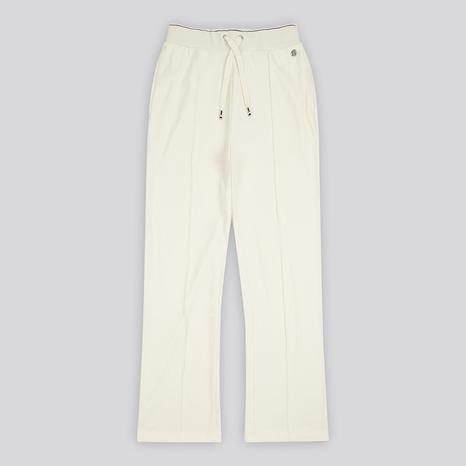 White Pintuck Tipped Wide Leg Jogger