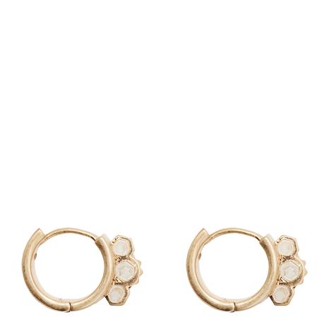 Gold Stone Huggie Earrings