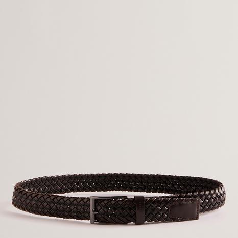 Brown Braided Woven Leather Belt