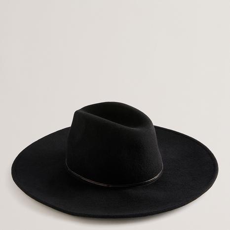 Black Bow Buckle Wool Hat