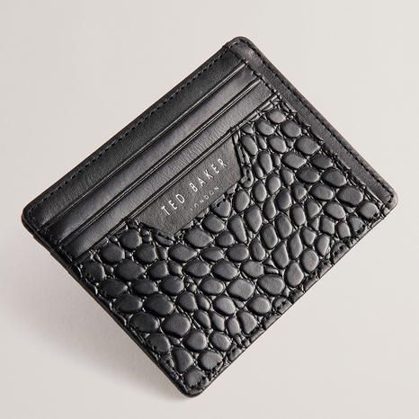 Black Croc Effect Leather Belt  