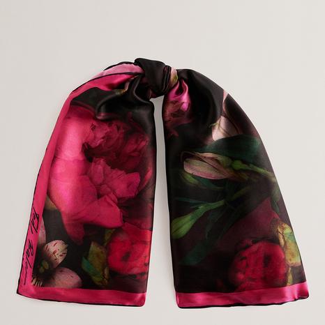 Floral Printed Silk Square Scarf 