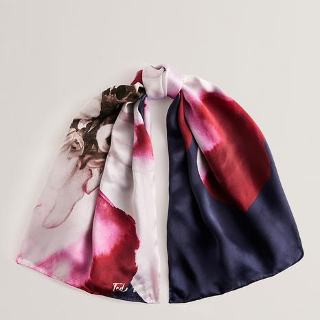 Pink Janices Flower Printed Silk Square 