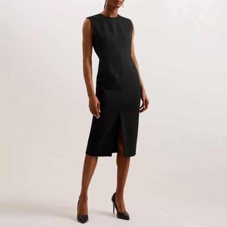 Black Manabud Tailored Midi Dress 
