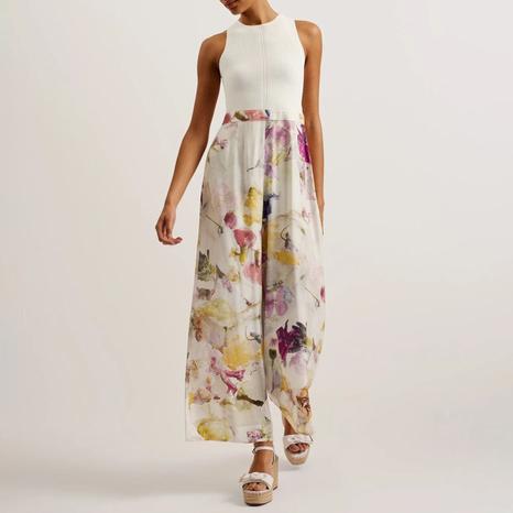 White Tirsso Rib Knit Bodice Jumpsuit