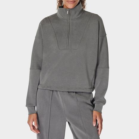 Sand Wash Funnel Neck Half Zip - Charcoal Grey