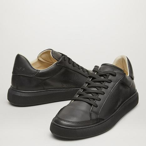 Black Track Low Top Leather Trainers