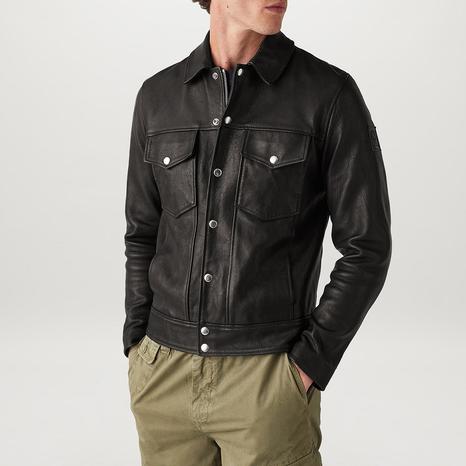 Black Piston Leather Jacket