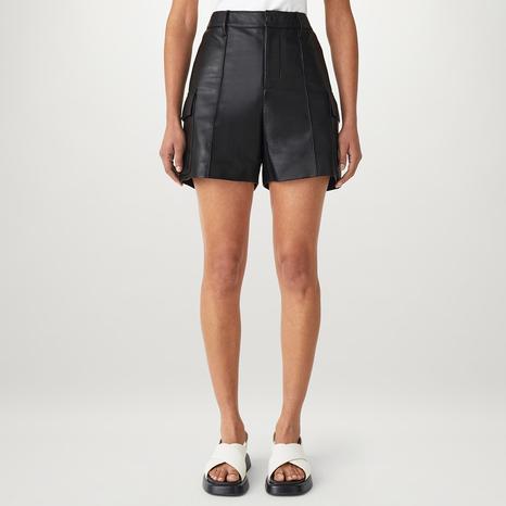 Black Cove leather Utility Shorts