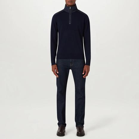 Navy Kilmington Quarter Zip Wool Jumper