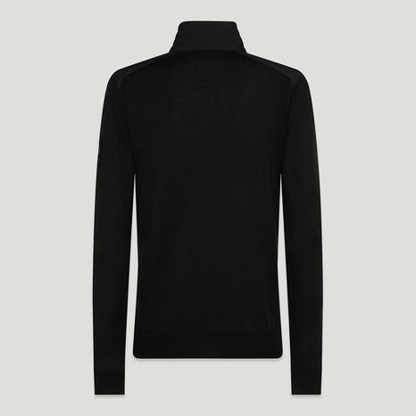Black Kenford Quarter Zip Merino Wool Jumper