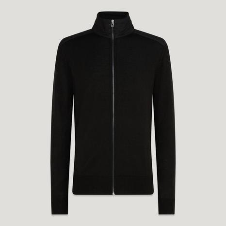 Black Kinsdale Zip Through Merino Cardigan