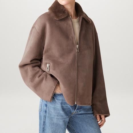 Light Brown Suede Solder Relaxed Jacket