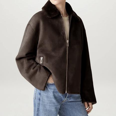 Dark Brown Suede Solder Relaxed Jacket