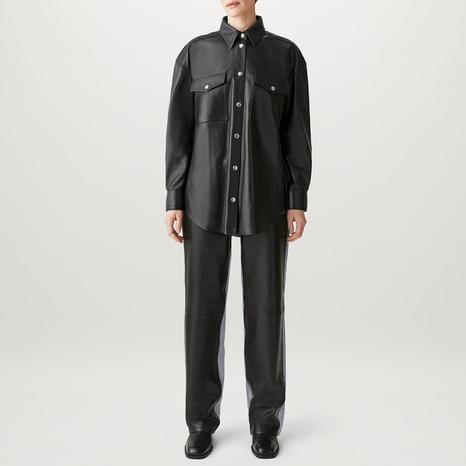 Black Titanium Leather Shirt