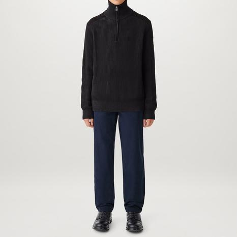 Navy Stanley Quarter Zip Cotton Blend Jumper