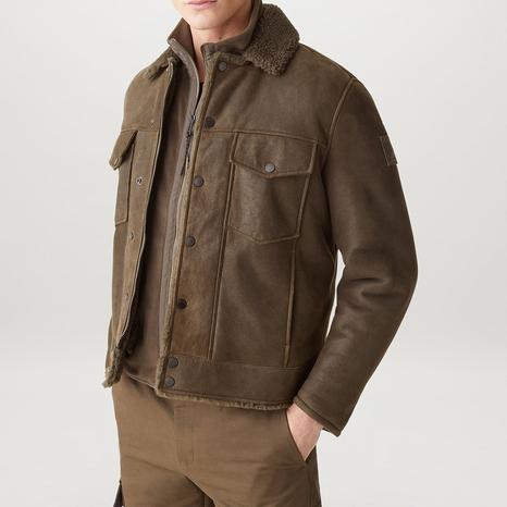 Brown Piston Leather Shearling Jacket