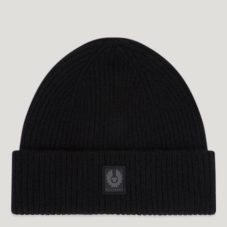 Black Lambswool Dock Beanie