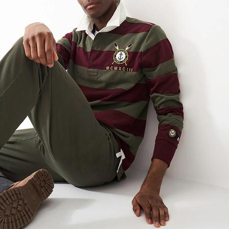 Burgundy/Olive Stripe Callington Rugby Shirt