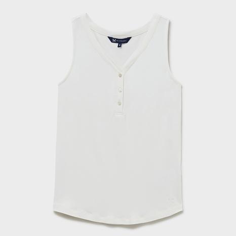 Off White Henley Cotton Vest