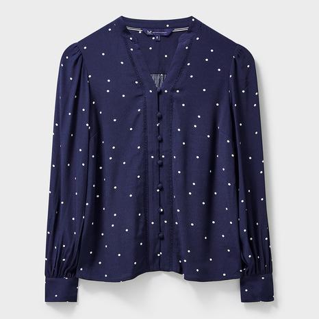 Navy Anais Polka Dot Blouse