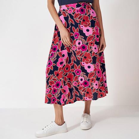 Pink/Red Printed Amber Midi Skirt