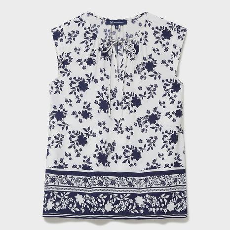 Navy/White Christy Printed Top