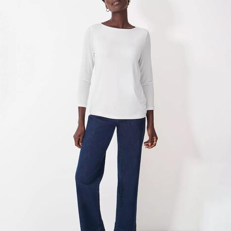 White Jemma Boat Neck Top
