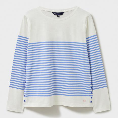 Cream and Blue Stripe Cassie Slub Cotton Top