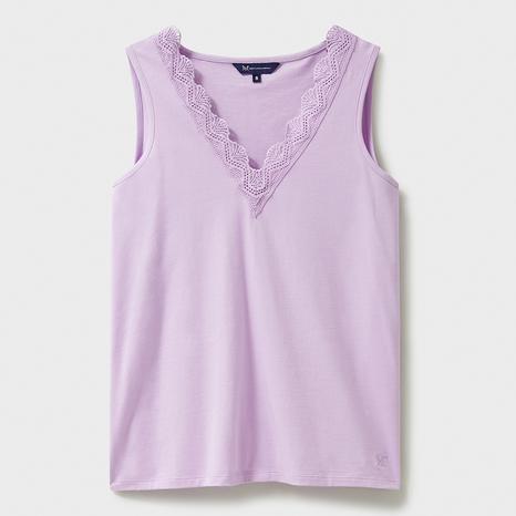 Lilac Lace Trim V-Neck Vest