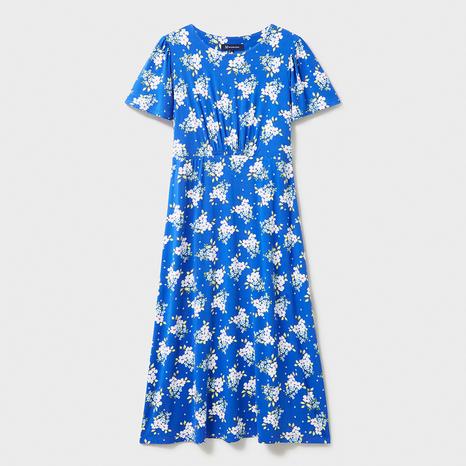 Turquoise Jenna Printed Scoop Neck Dress